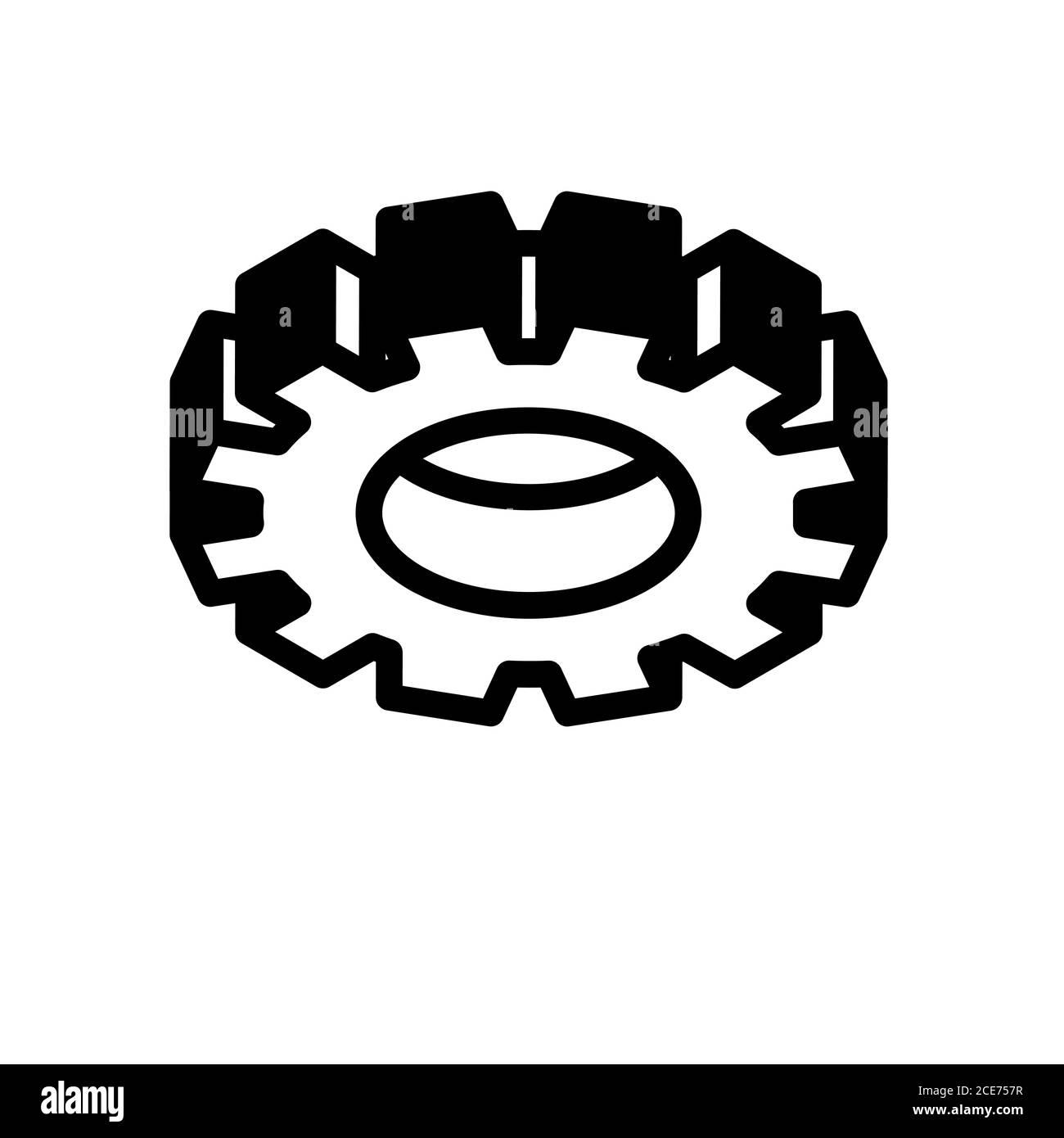 gear symbol flat black line icon, Vector Illustration Stock Vector ...