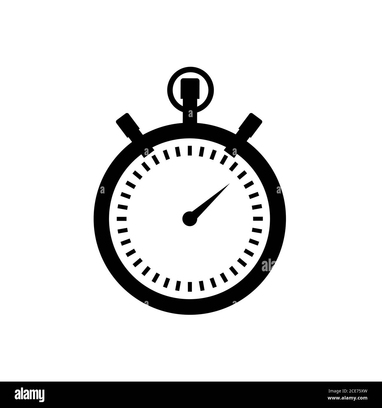 stopwatch symbol flat black line icon, Vector Illustration Stock Vector