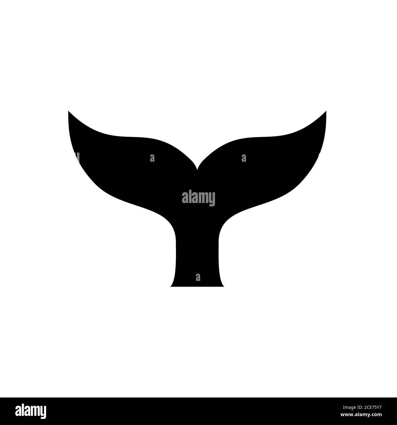 whale tail symbol flat black line icon, Vector Illustration Stock
