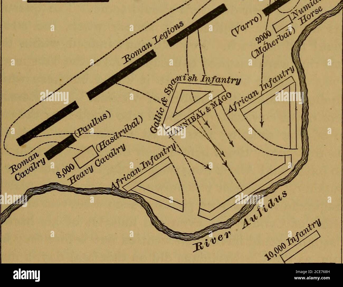 Rome and Carthage, the Punic wars; . ^^^^--.^ ^^^l. 1I Carfhaginians  30,000?i Homans 80,000 Camp flanks. The convex line of battle had thus  become con-cave, and it seemed .that the whole