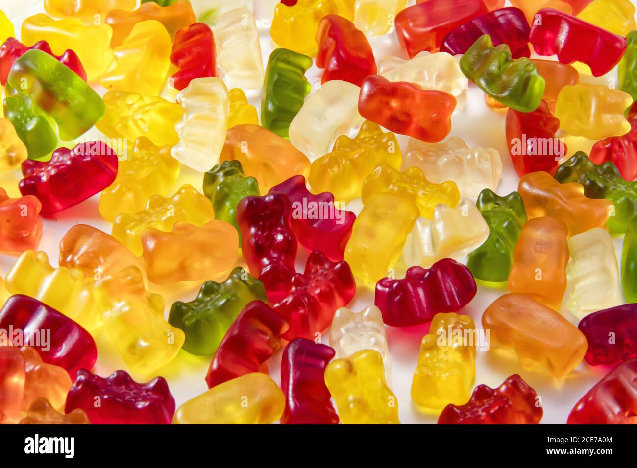 Gummy bears  background close-up, texture Stock Photo