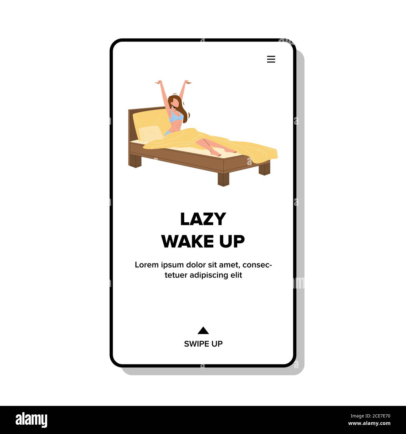 Lazy Wake Up Morning Woman In Cozy Bed Vector Stock Vector Image And Art Alamy