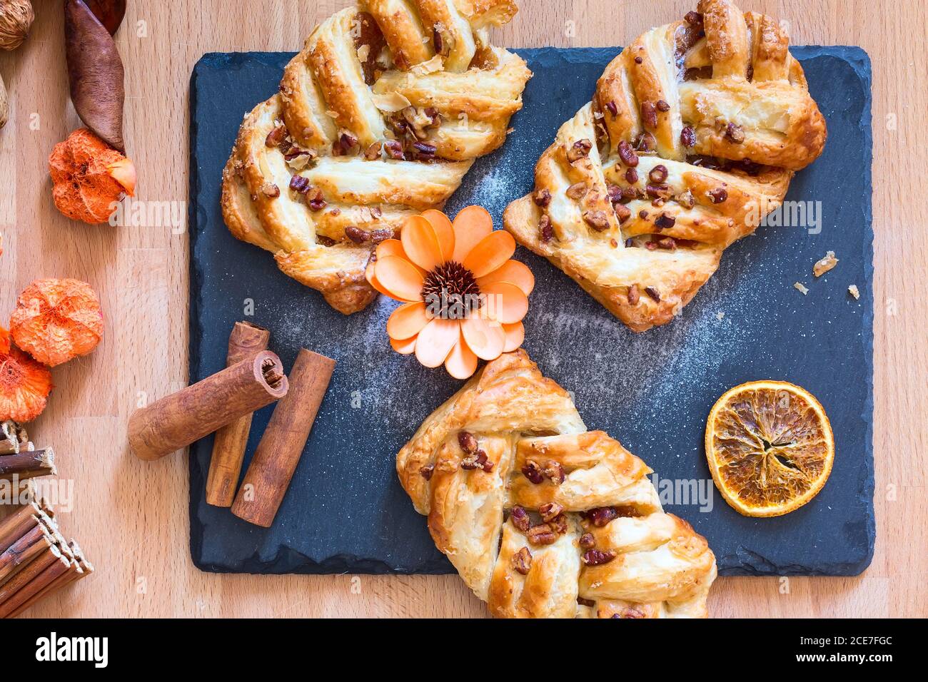 marple and pecan plait pastry Stock Photo