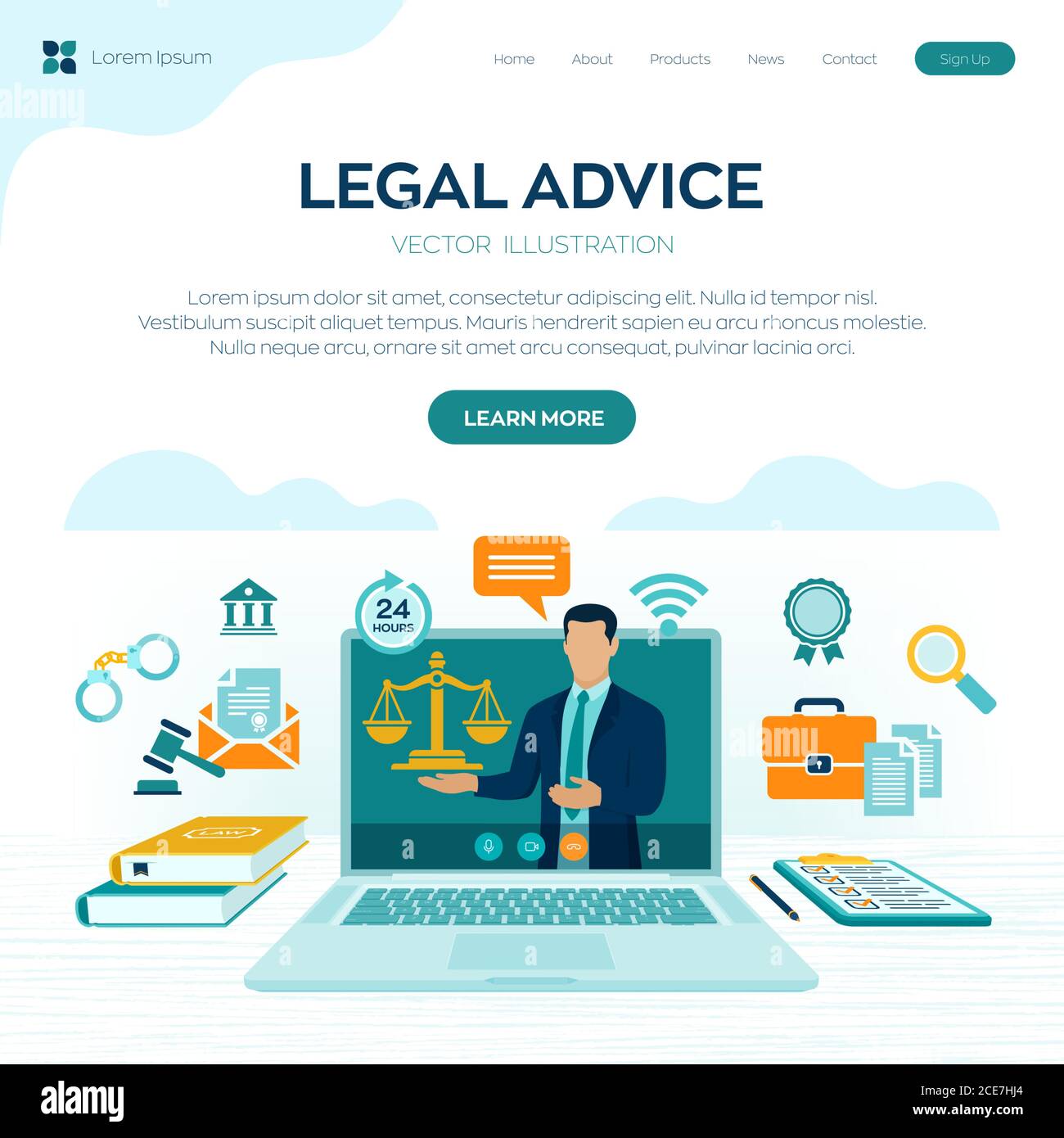 Laptop screen legal support concept Stock Vector Images Alamy