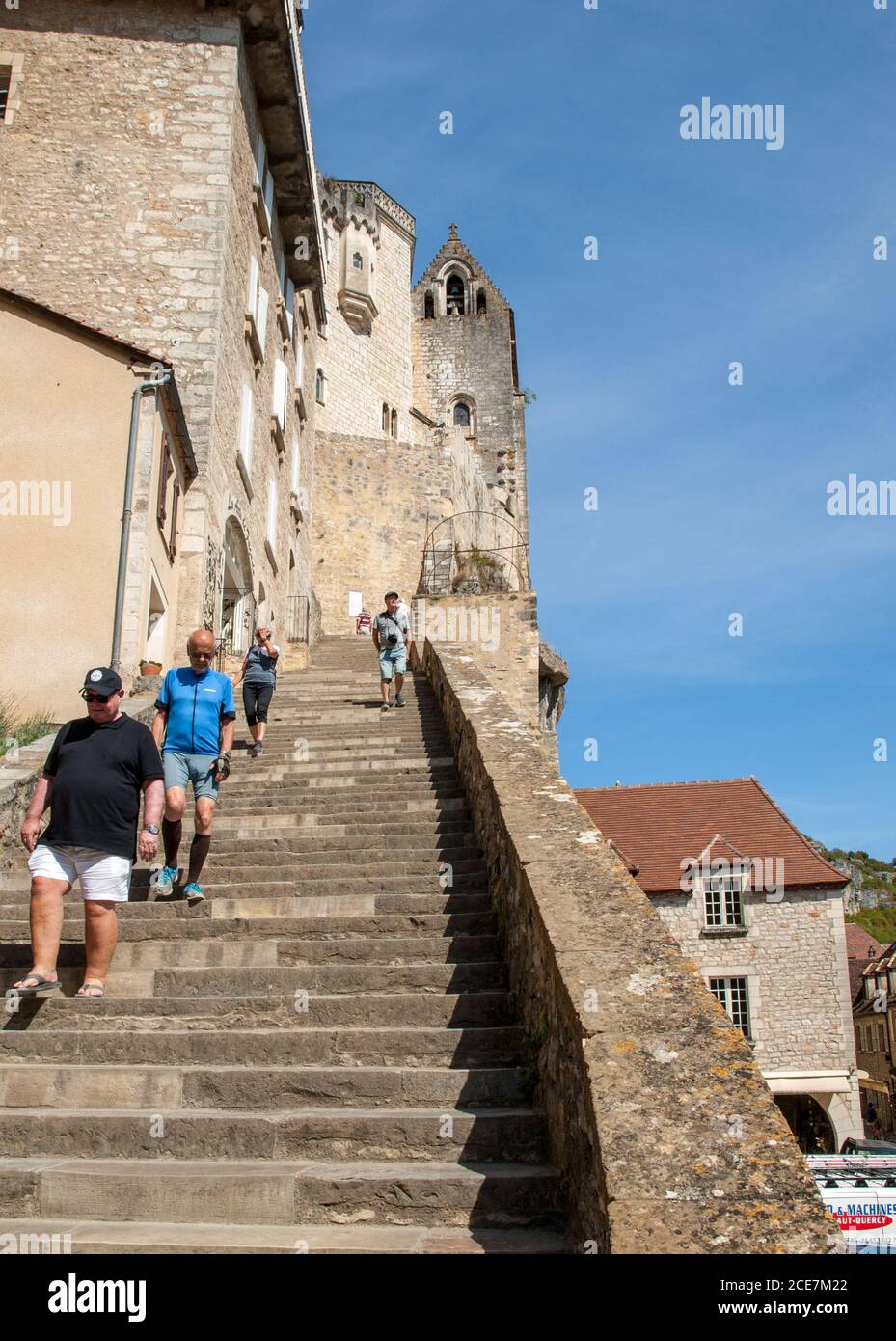 Steep steps Big stairs at Pilgrimage site Rocamadour, Departement Lot, Midi  Pyrenees, South West France France, Europe Stock Photo - Alamy