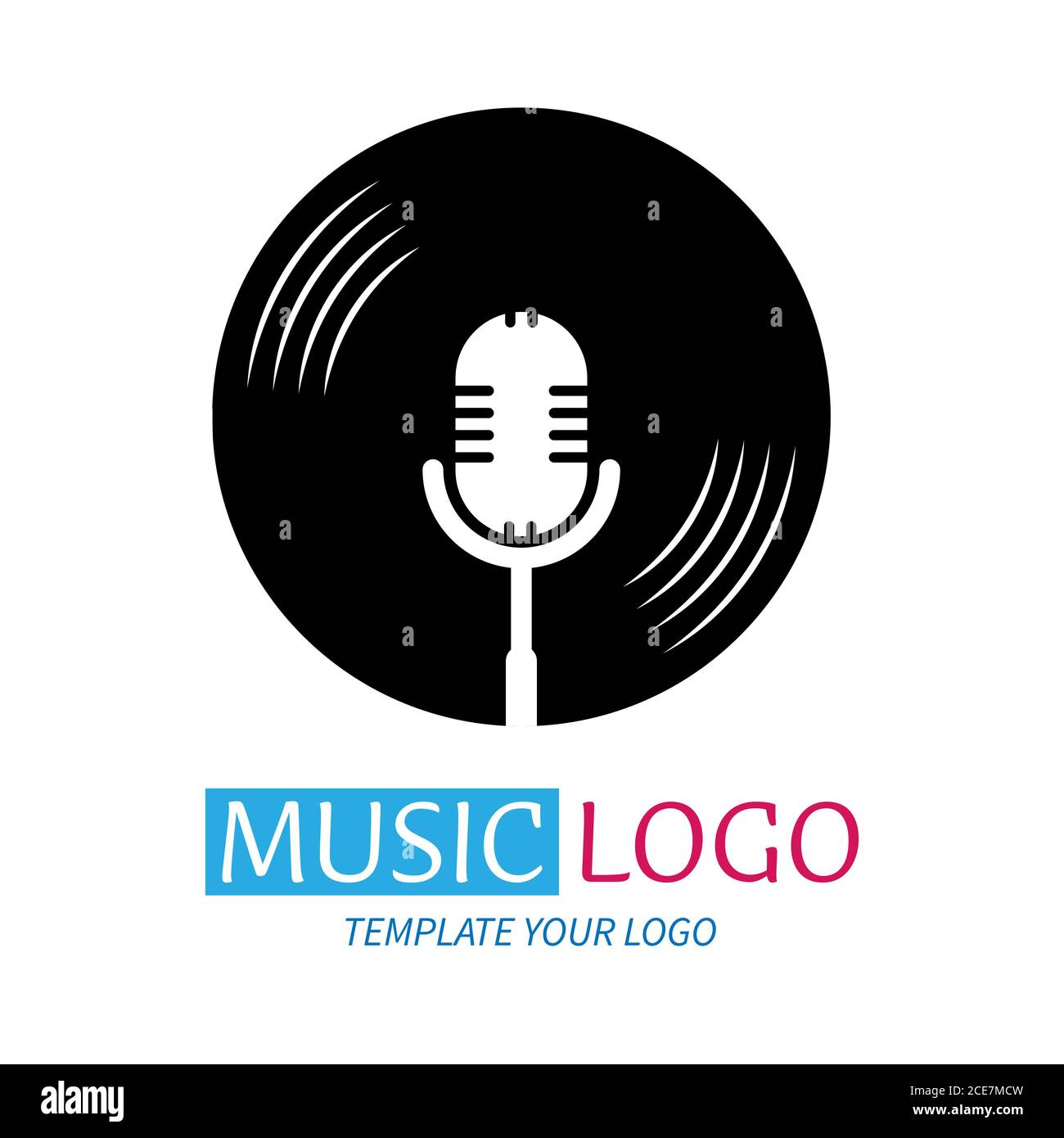 Music logo. Color vector illustration for logo, sticker or label, modern design isolated on white background Stock Vector