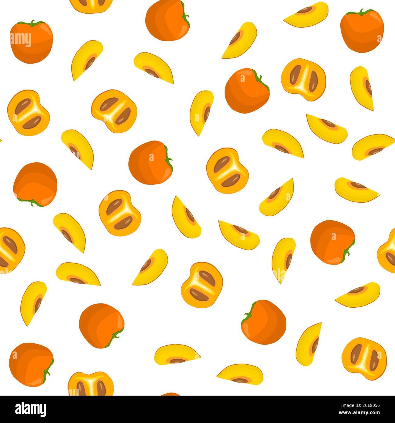 Illustration on theme big colored seamless persimmon, fruit pattern for seal. Fruit pattern consisting of beautiful seamless repeat persimmon. Simple Stock Vector