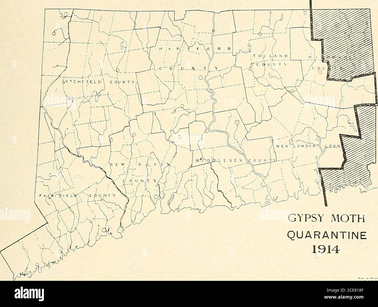 . The gypsy moth Porthetria dispar Linn. . slate work was carried on, though many privateowners and probably some municipalities controlled the pesl onthe land under their jurisdiction. In [905 the gypS) moth hadspread and multiplied and become such a nuisance that state con-trol work was resumed and has since been continued: but in 10113.instead of covering 359 square miles, the pest bad spread and thencovered an area of 2.224 square miles, and extended from beyond THE .GYPSY MOTH! DISCOVERY IN CONNECTICUT. 5 the New Hampshire line south to Buzzards Bay, and westwardas far as Marlborough. A l Stock Photo