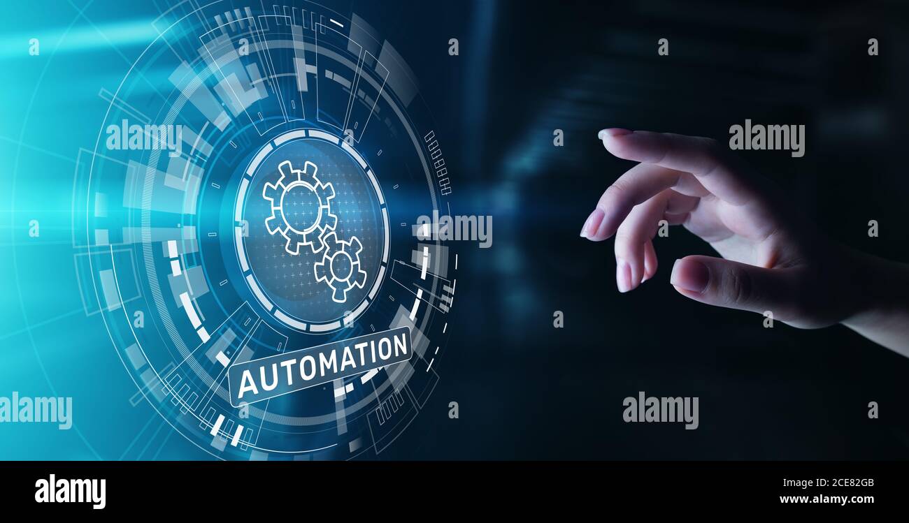 Automation Process Screen Gears mechanism on virtual screen hi-res stock photography and images ...