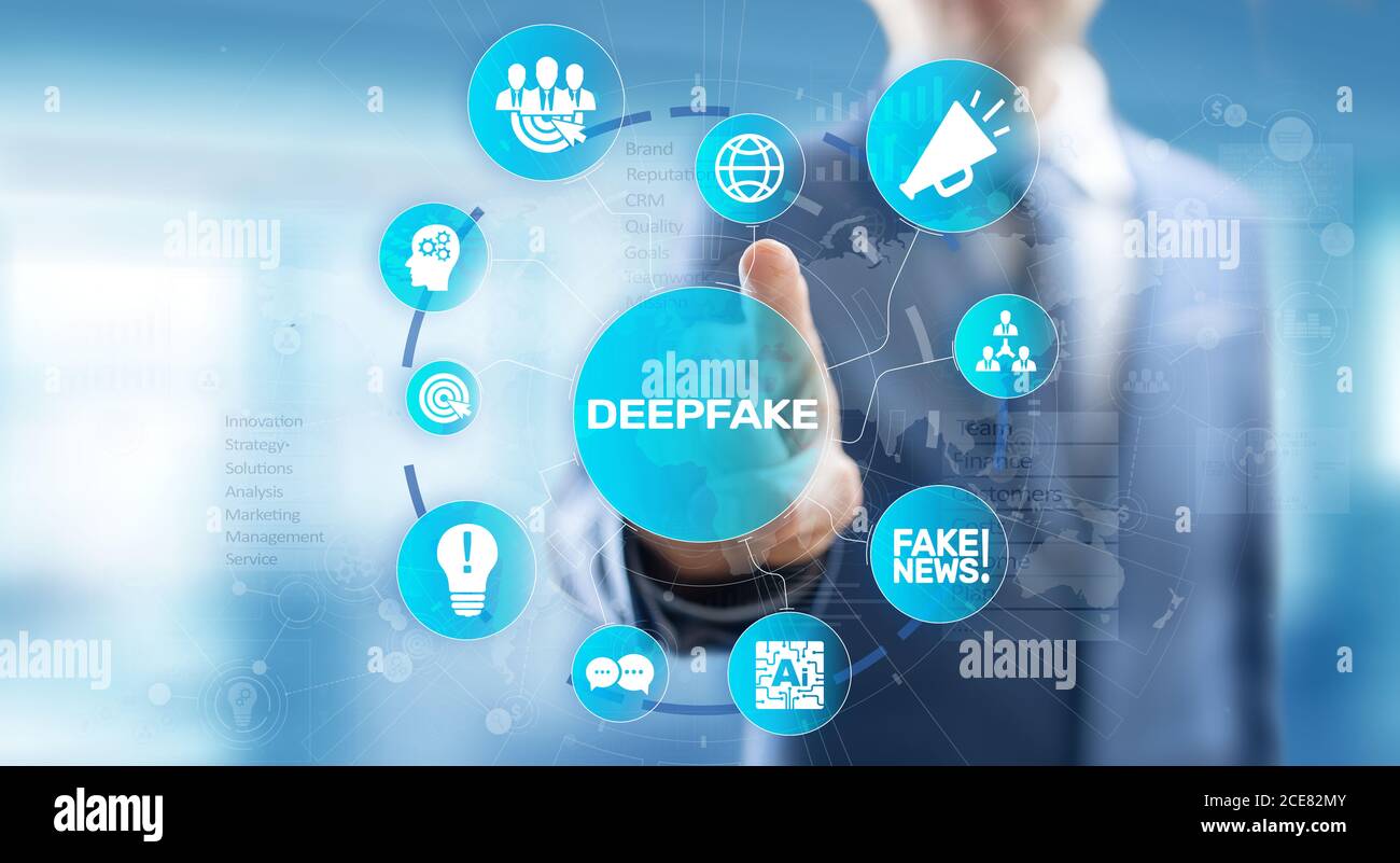 Deep Fake news artificial intelligence in media technology concept on ...