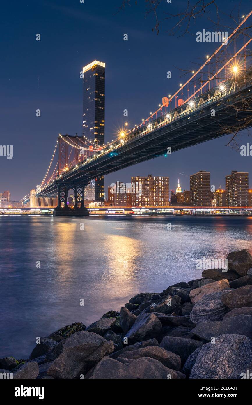 Les tours jumelles de New York Manhattan Brooklyn Bridge Photo Stock