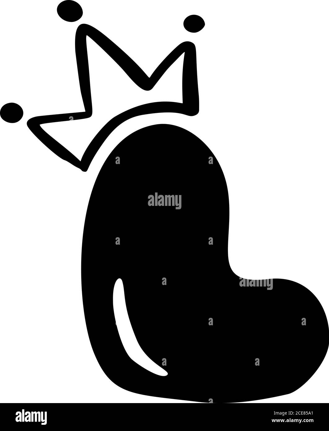Vector plump vintage cute letter L with crown. Princess