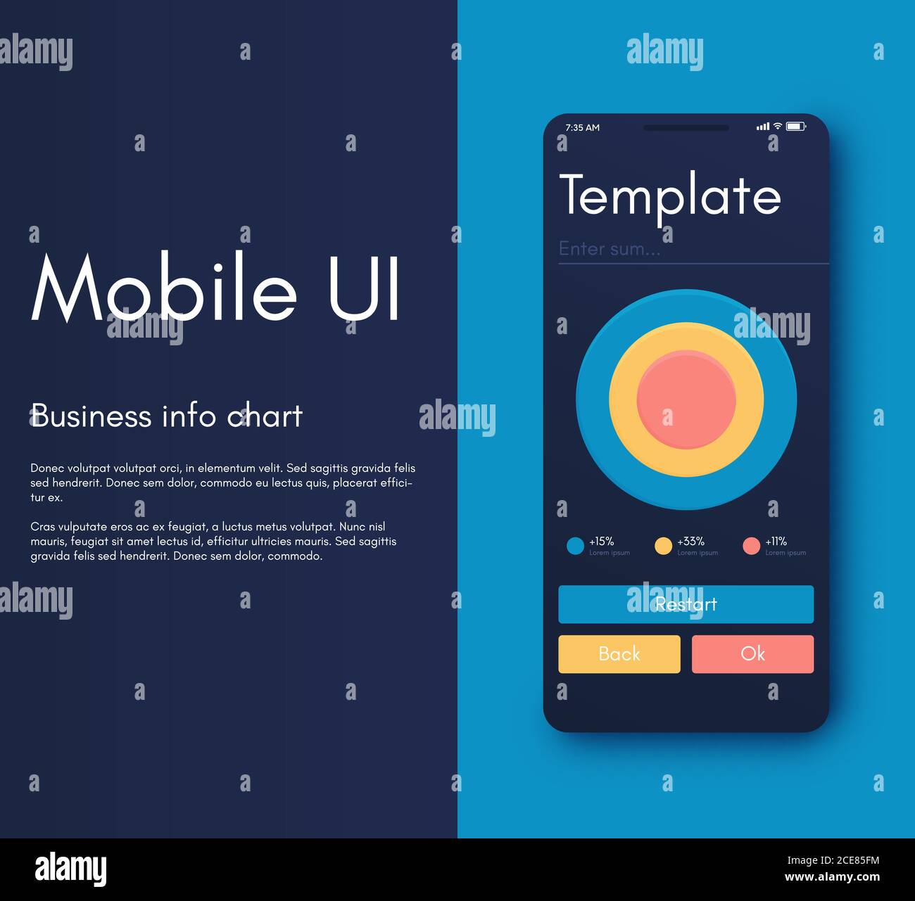 Vector graphics mobile infographics with three options. Template for creating mobile applications, workflow layout, diagram, banner, web design Stock Vector