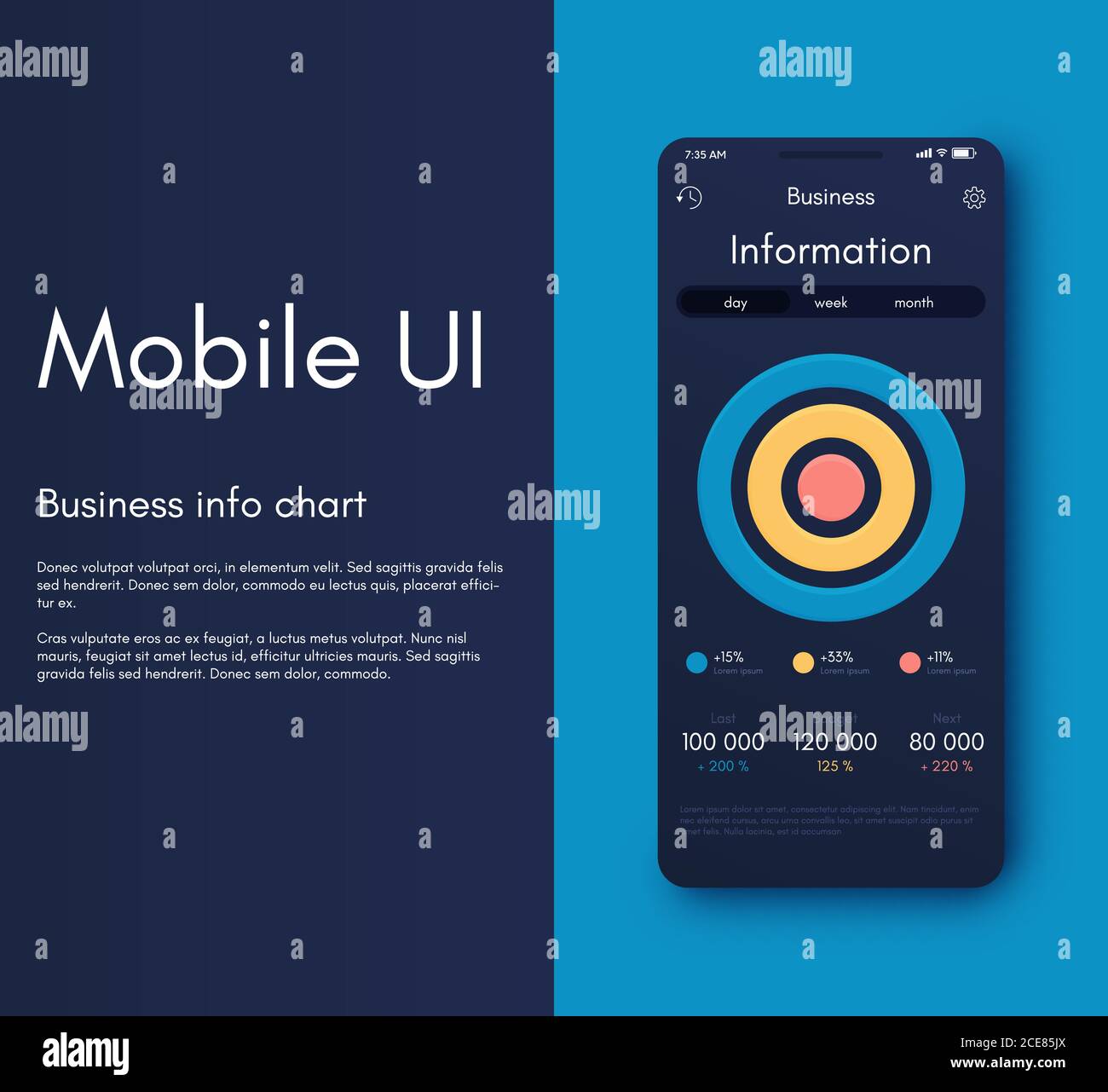 Vector graphics mobile infographics with three options. Template for creating mobile applications, workflow layout, diagram, banner, web design Stock Vector