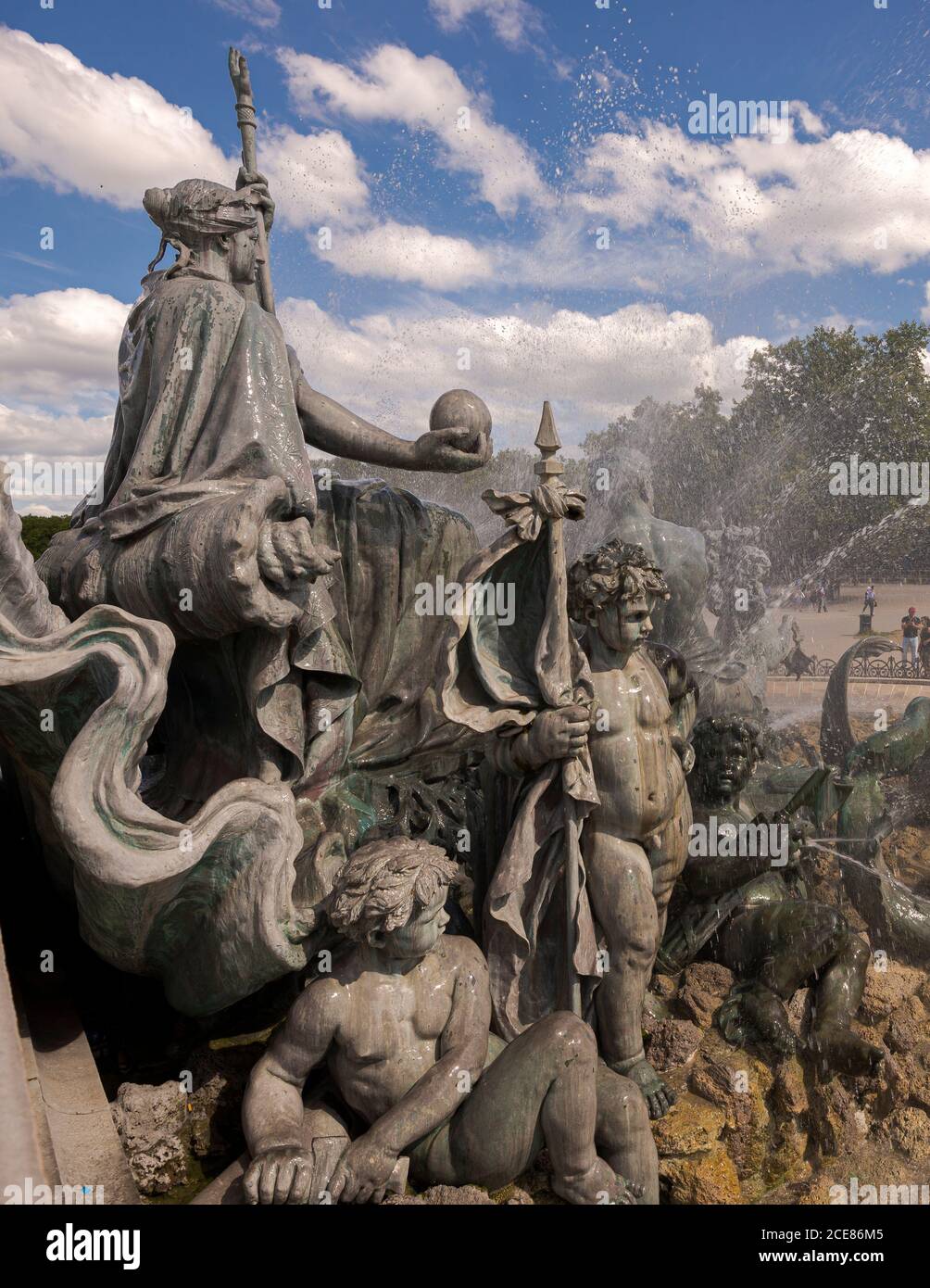 BORDEAUX, FRANCE – AUGUST 13, 2017: Detail of the fountain of the Monument aux Girondins in the Place des Quinconces Stock Photo