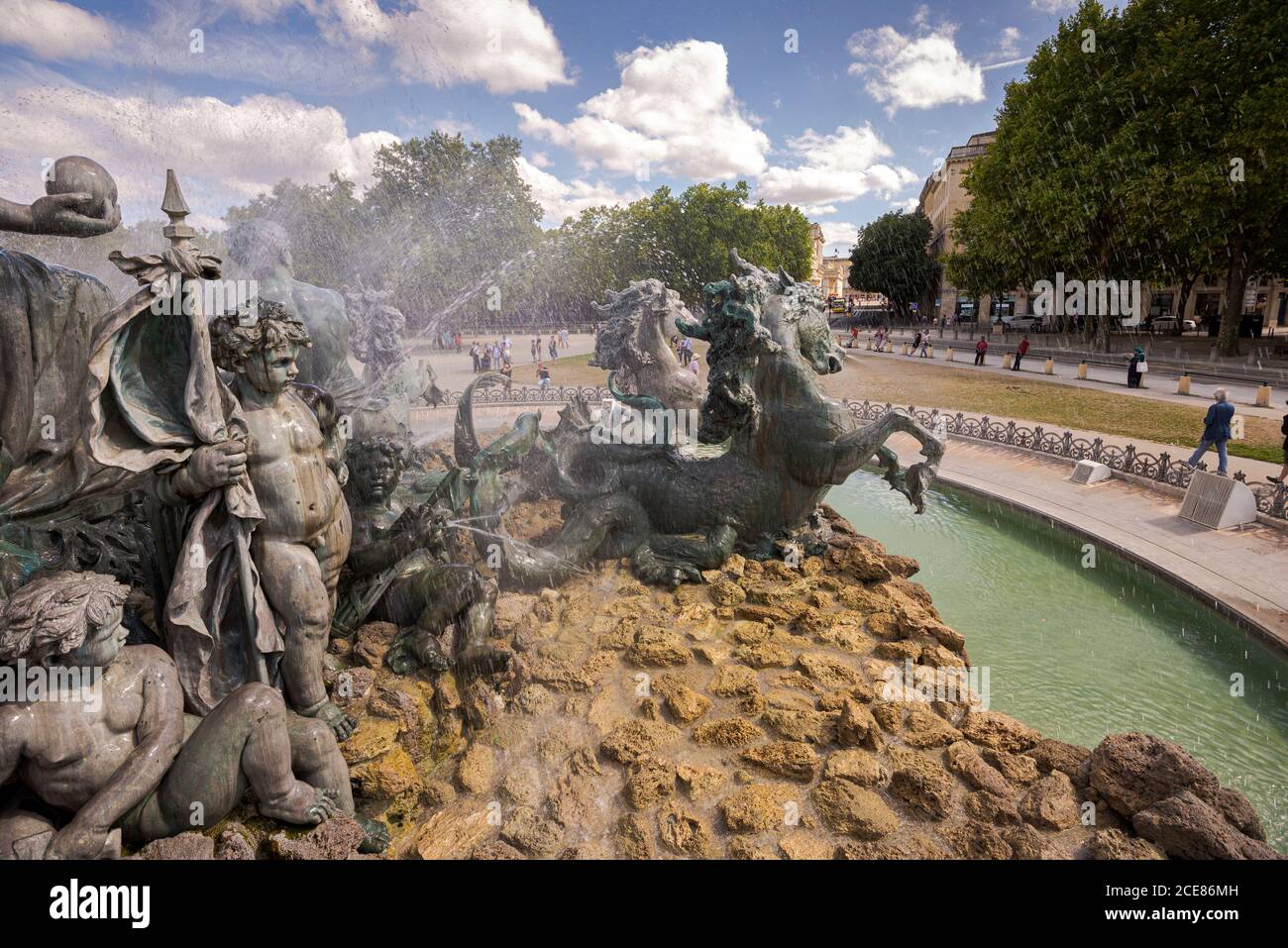 BORDEAUX, FRANCE – AUGUST 13, 2017: Detail of the fountain of the Monument aux Girondins in the Place des Quinconces Stock Photo