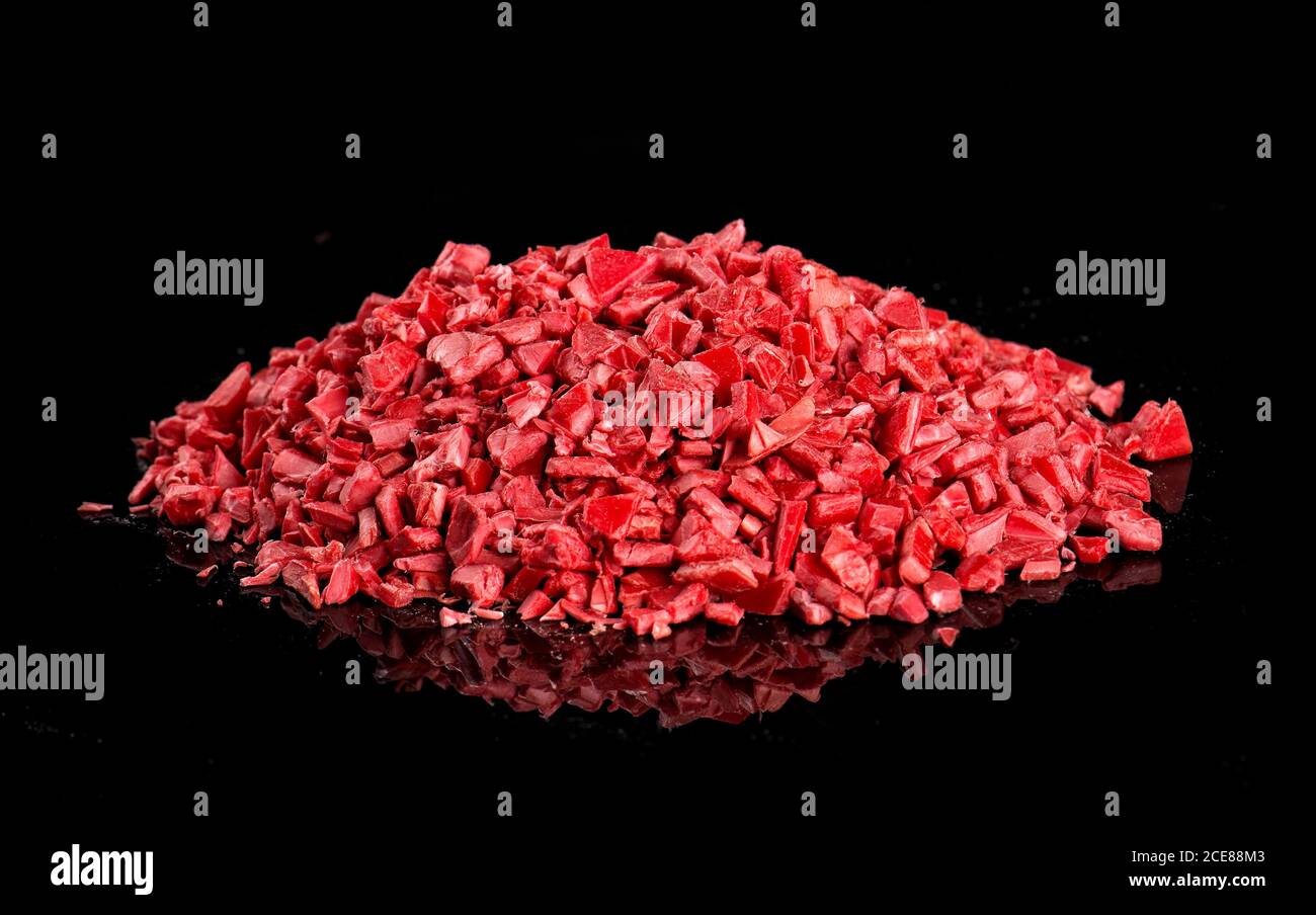 Polypropylene beads plastic pellets on black color background Stock Photo -  Alamy