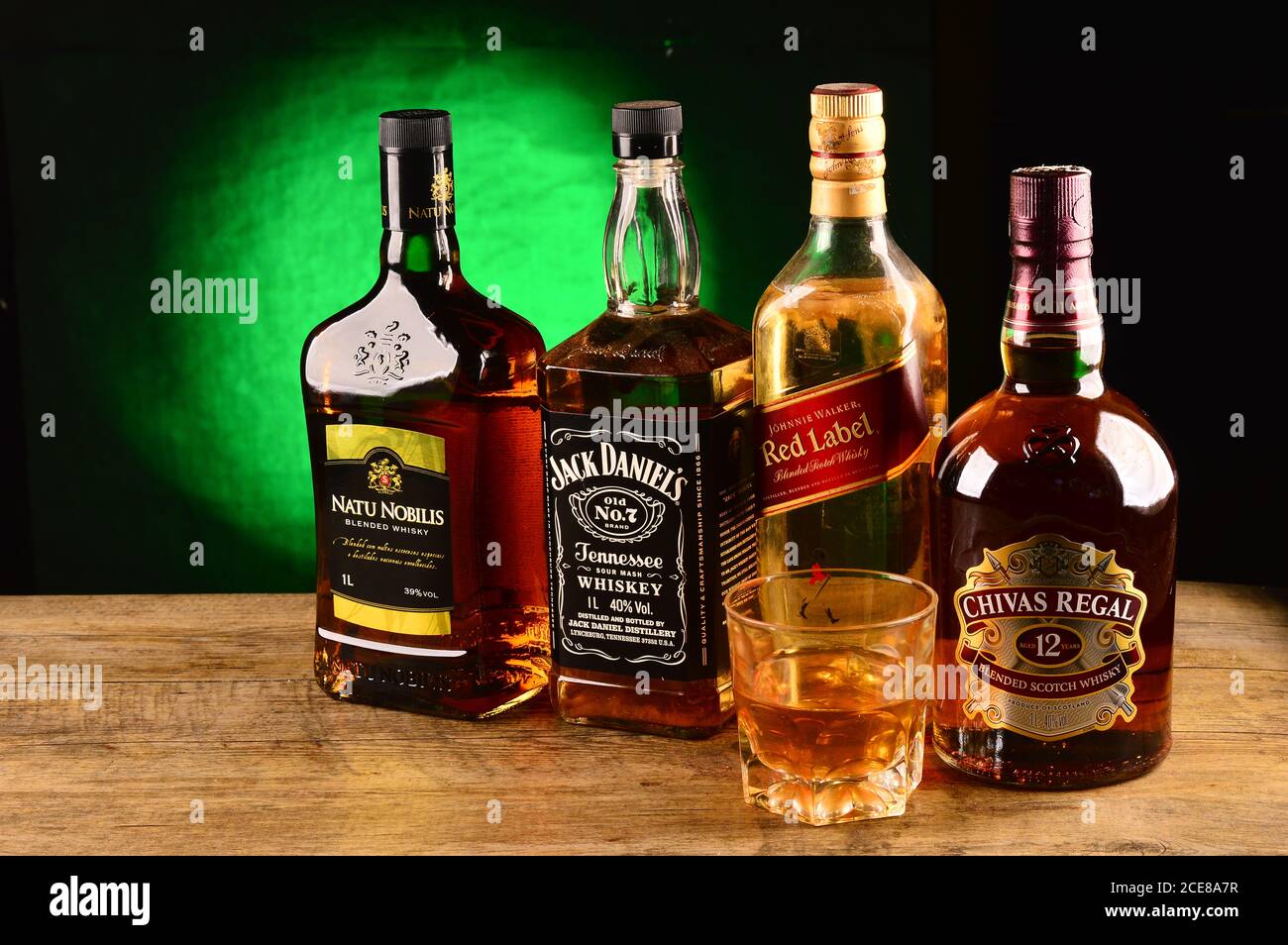 Bottles of different brands of whiskey stock photo alamy