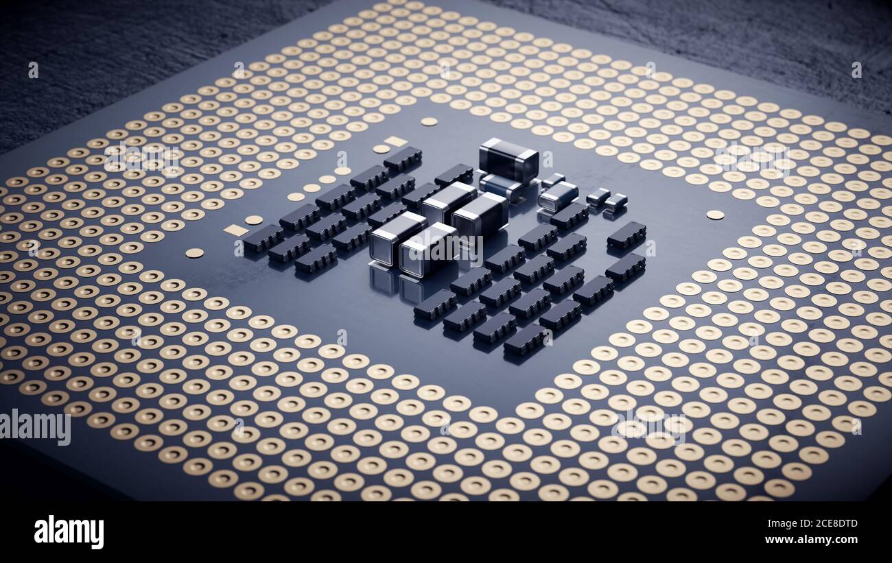 Close-up of the components of a microprocessor Stock Photo - Alamy