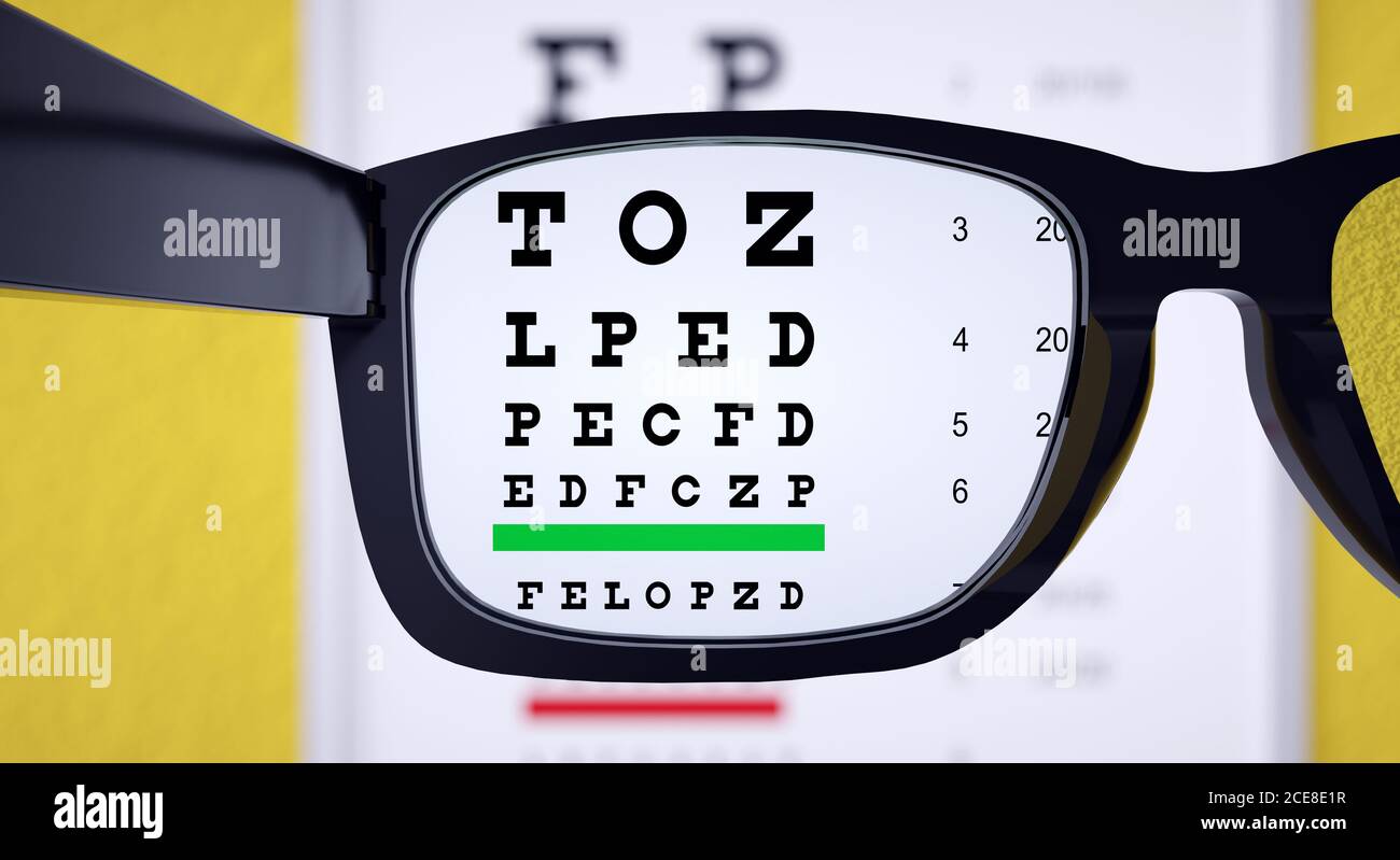 Snellen test with glasses. Blurry vision Stock Photo Alamy