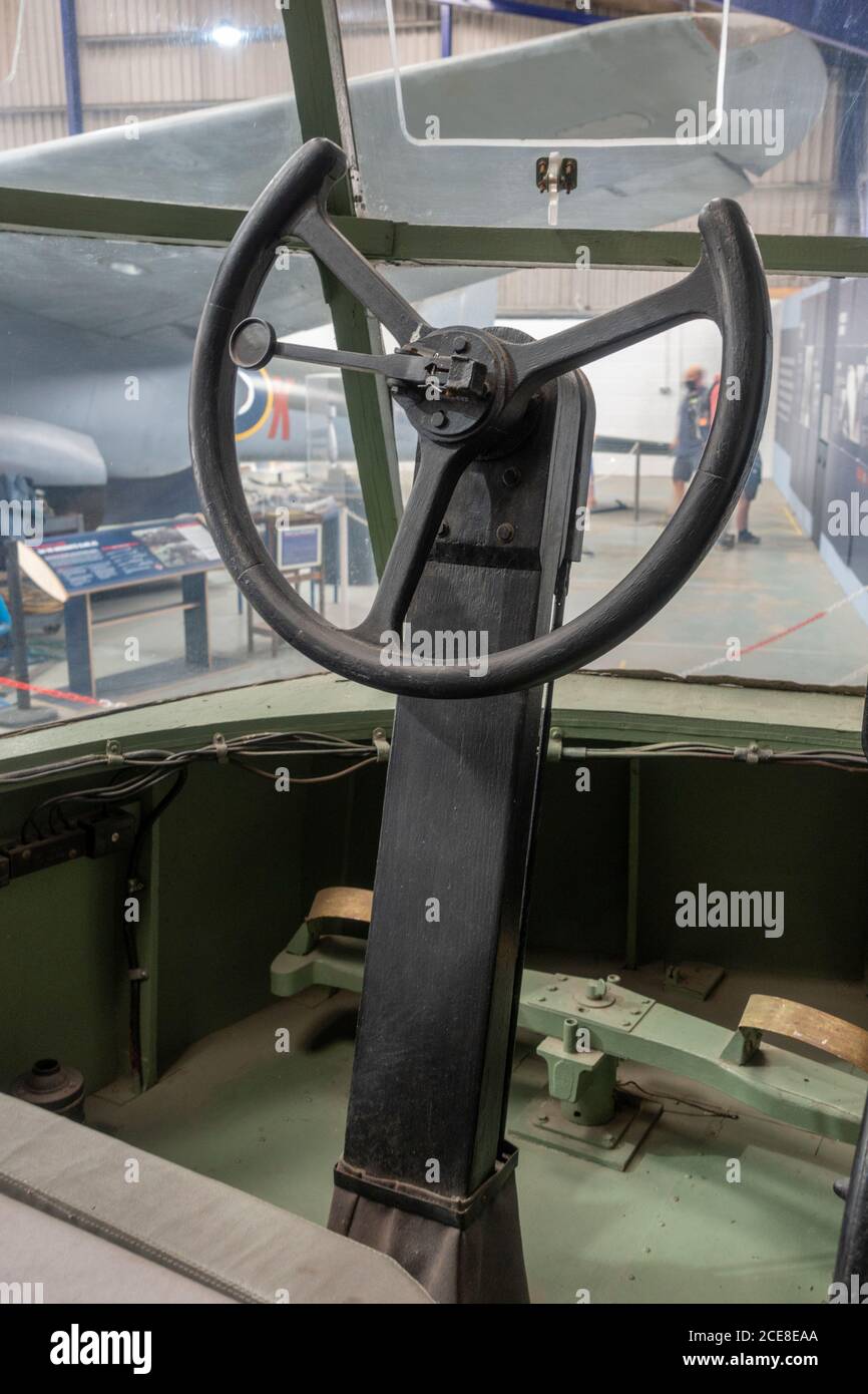 Controls inside the cockpit of a Horsa glider (Mk.II) on display in the