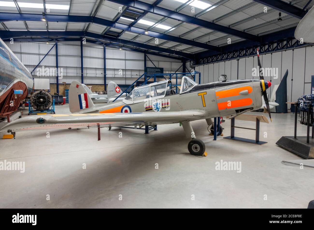 A Canada DH C1 Chipmunk T.Mk.10 on display in the De Havilland Museum, London Colney, UK. Stock Photo