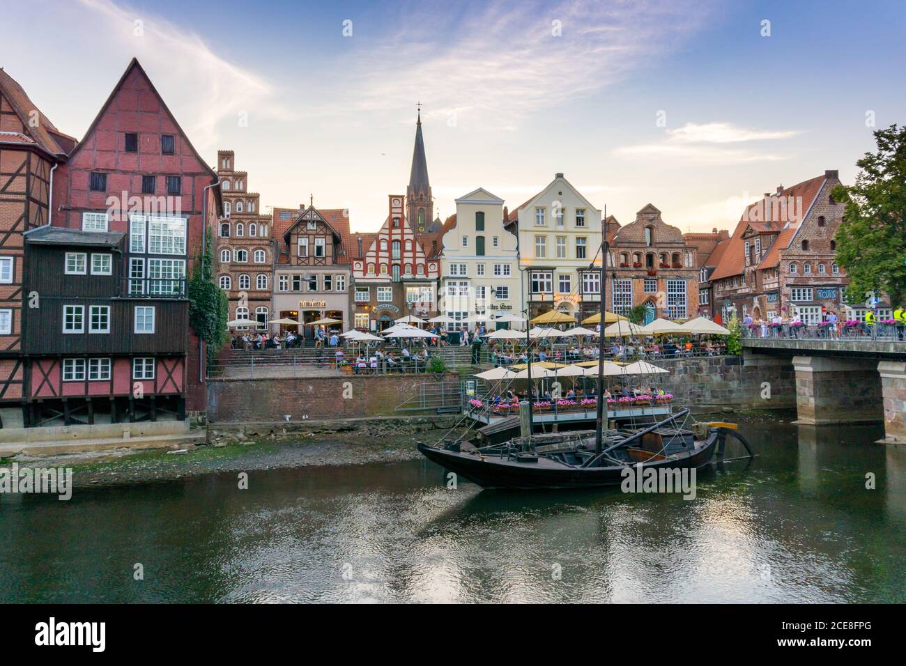 Lunenburg, LS, Germany - 8 August 2020: view of the river and the historic old city center of Luneburg in northern Germany Stock Photo
