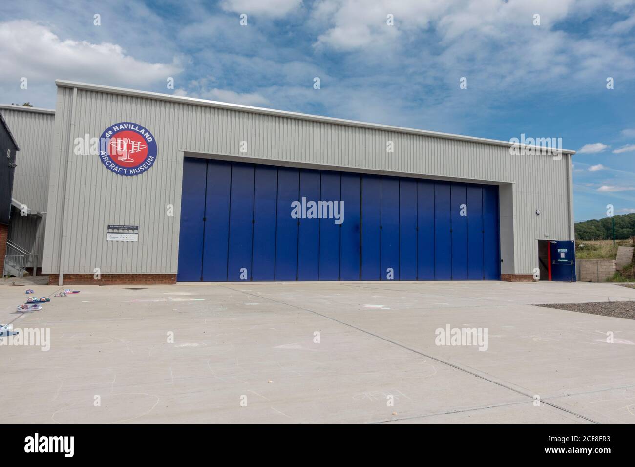 Exterior view of one of the hangers at the De Havilland Museum, London