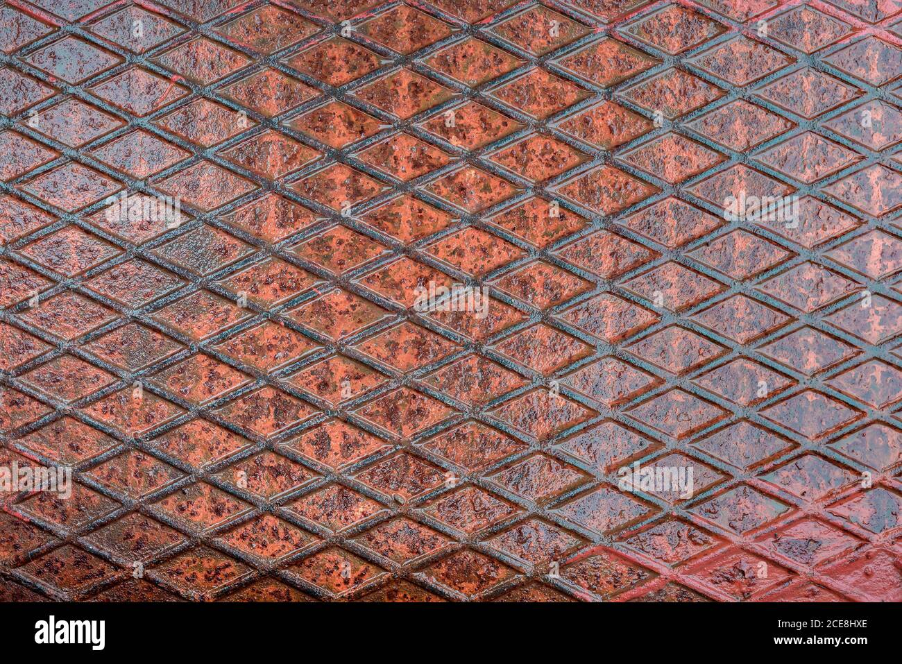 Wet embossed metal surface, anti-skid metallic pattern texture Stock Photo