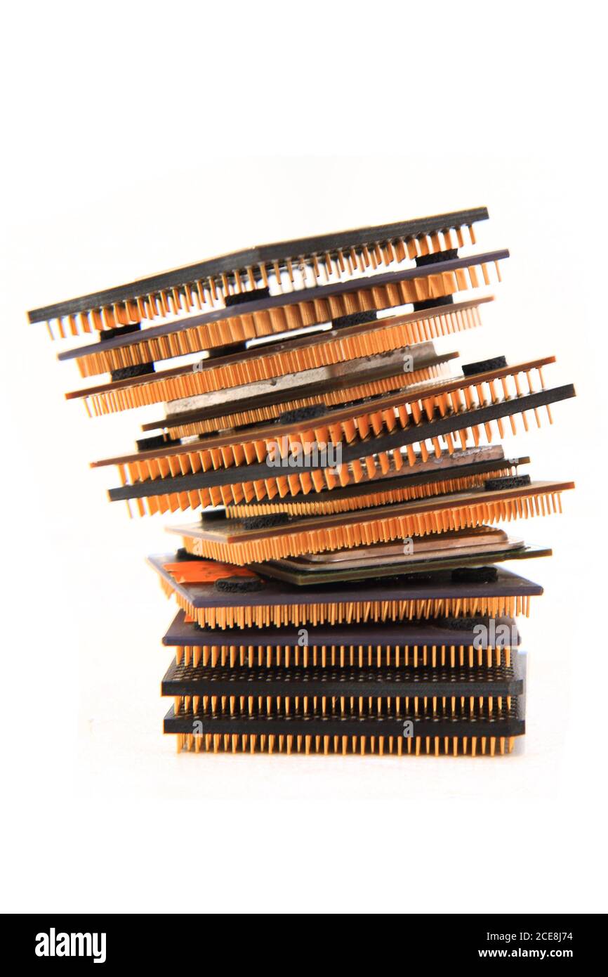 old microprocessors isolated on the white background Stock Photo Alamy