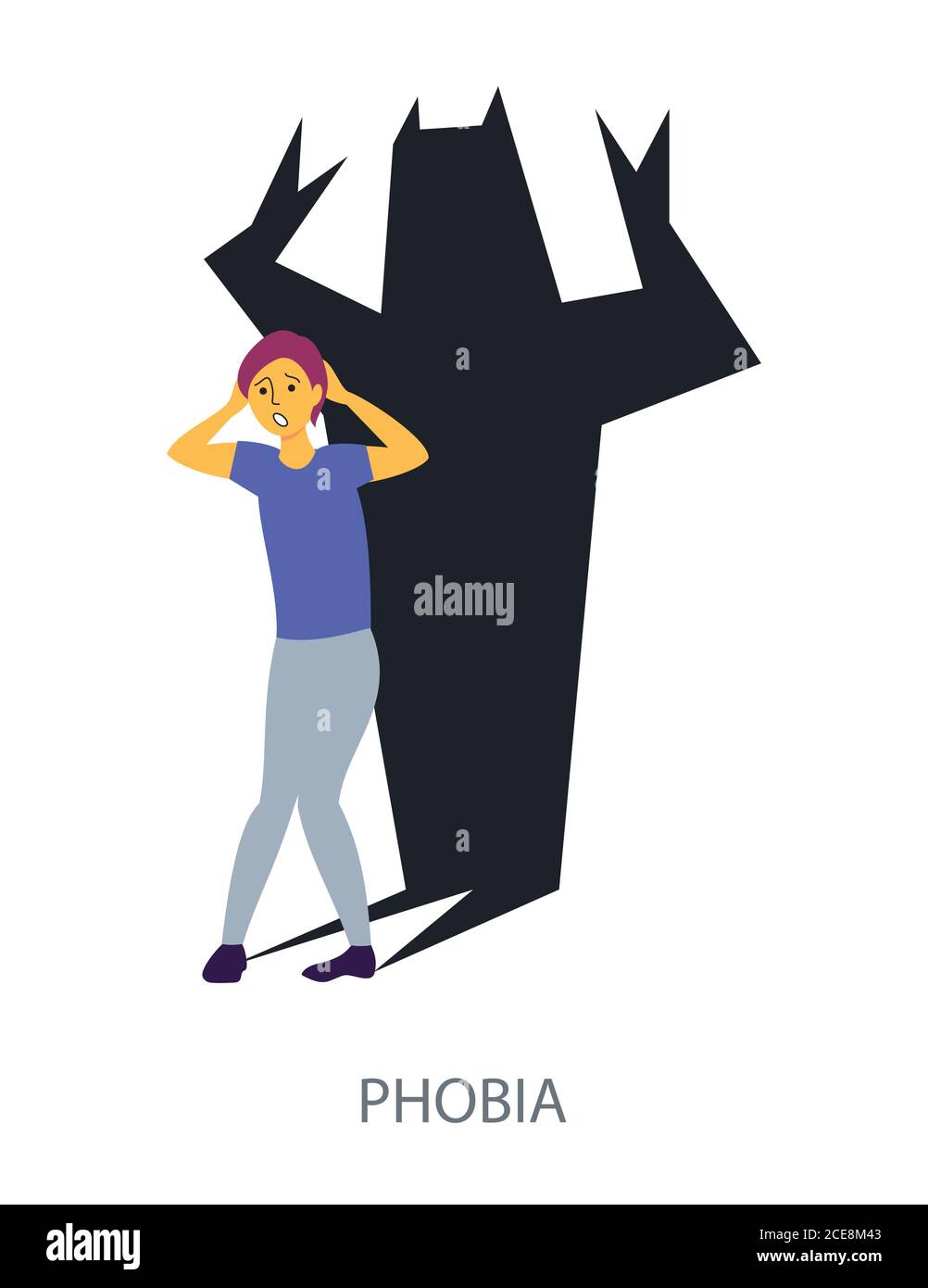 Phobia concept on white background, flat design vector illustration Stock Vector