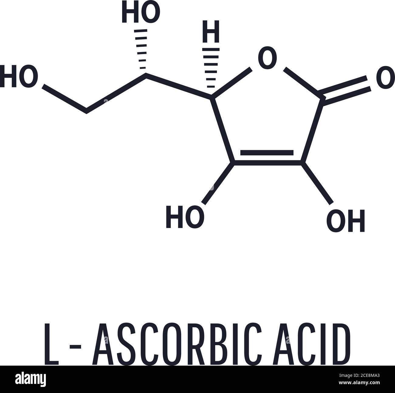 Vitamin C, L ascorbic acid vector illustration isolated on white