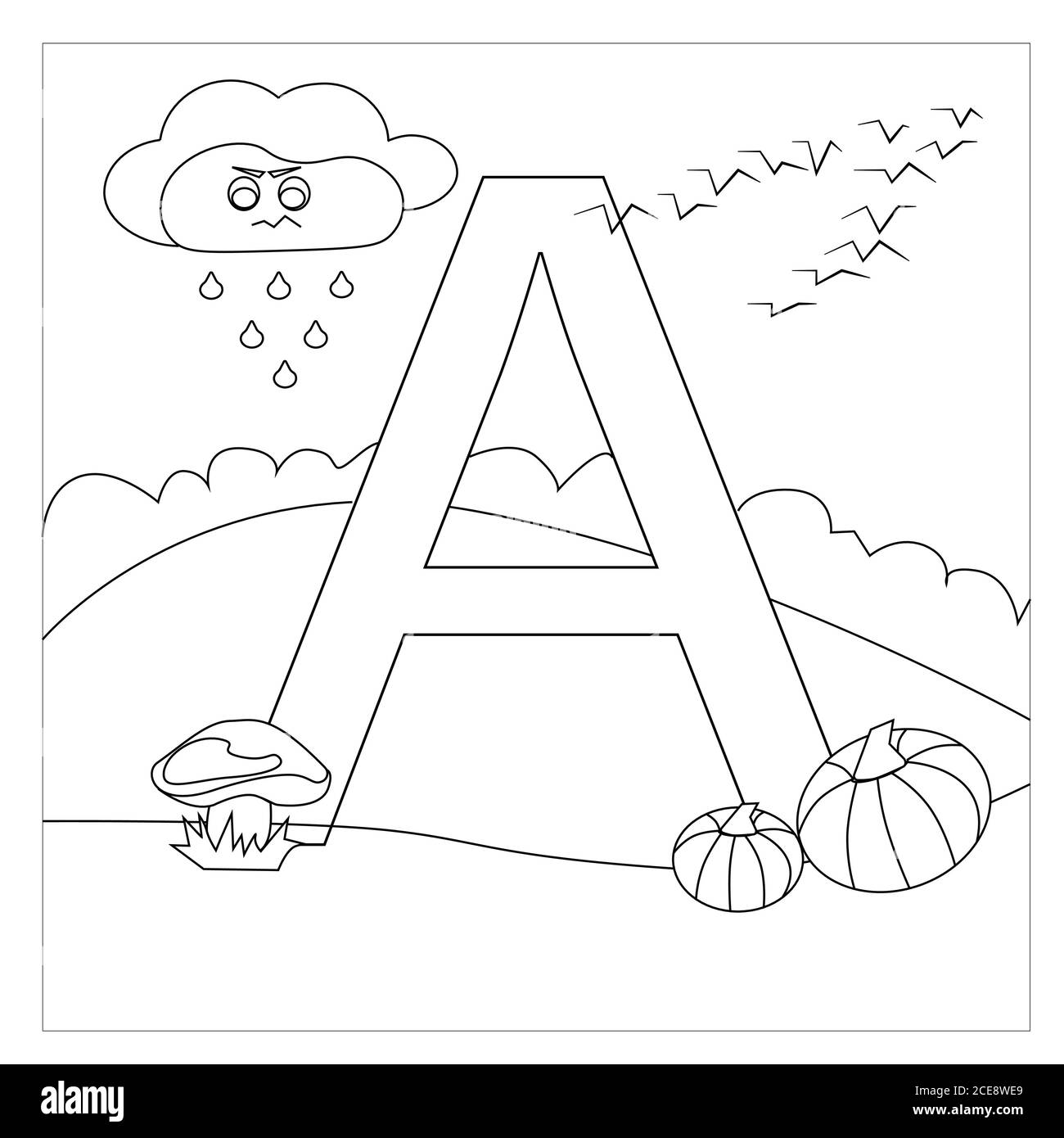 Children's letter coloring book. The letter a Stock Vector