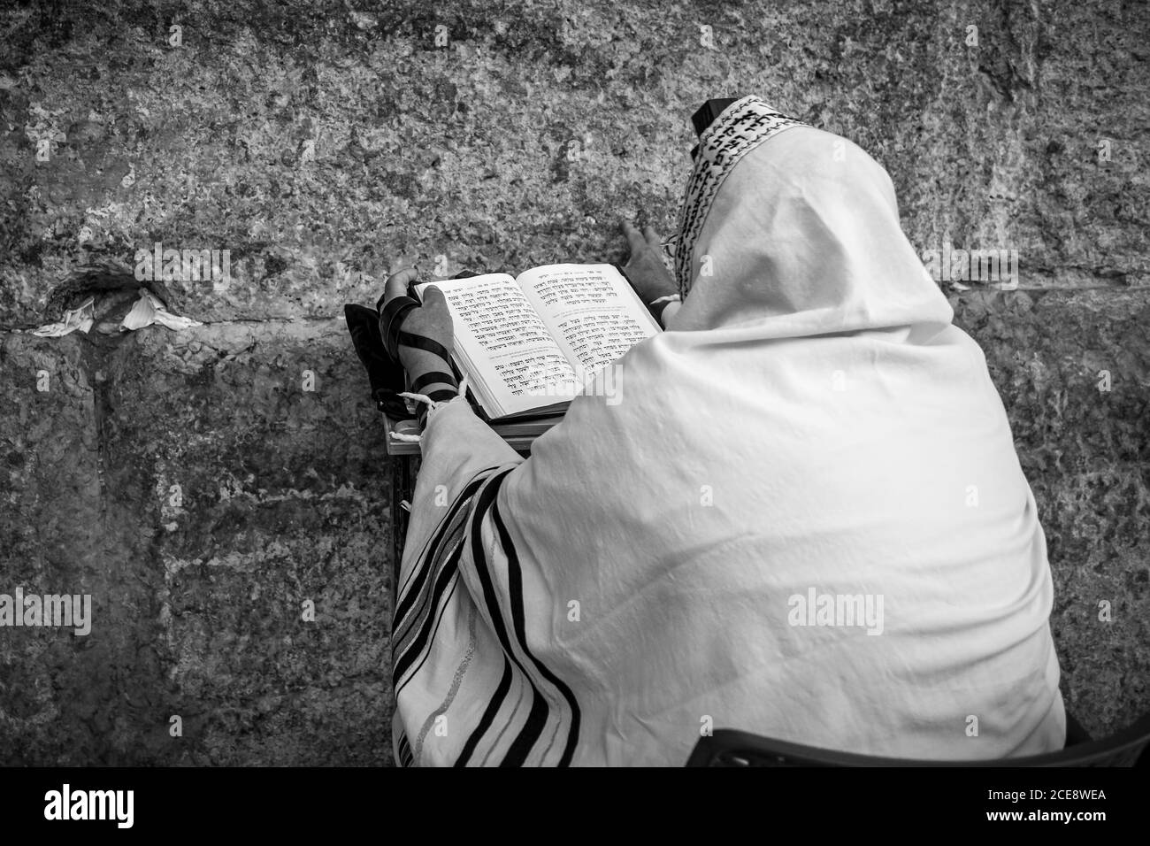 Prayer at Western Wall in Jerusalem, Israel. Stock Photo