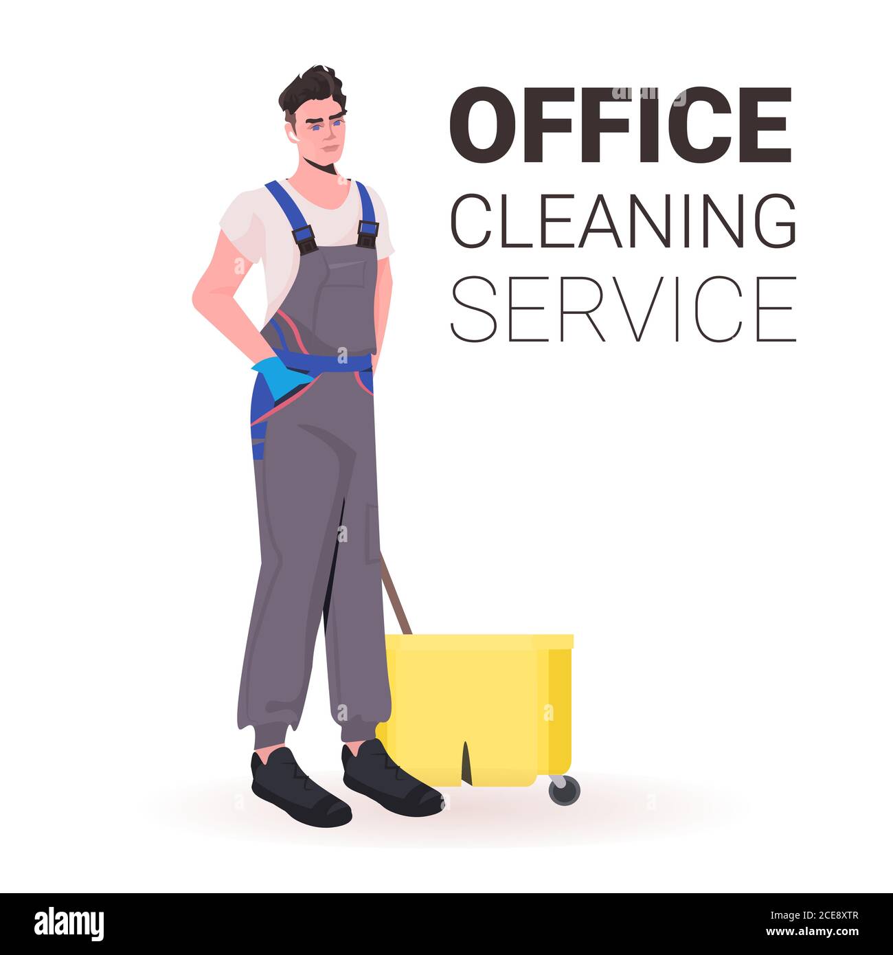 Male Professional Office Cleaner Man Janitor In Uniform With Cleaning ...