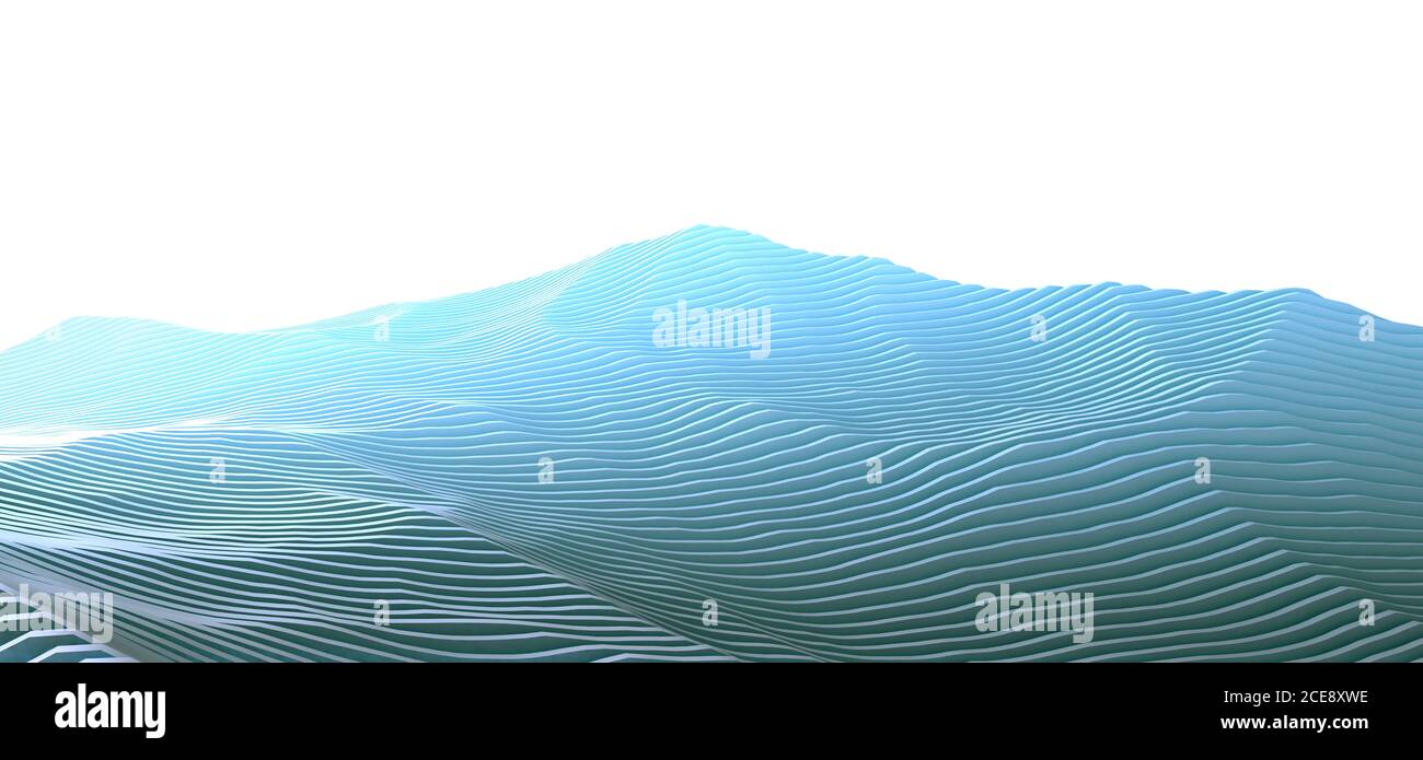 Reduced and graphic view of a mountainous landscape consisting of vertical cross sections - 3d illustration Stock Photo