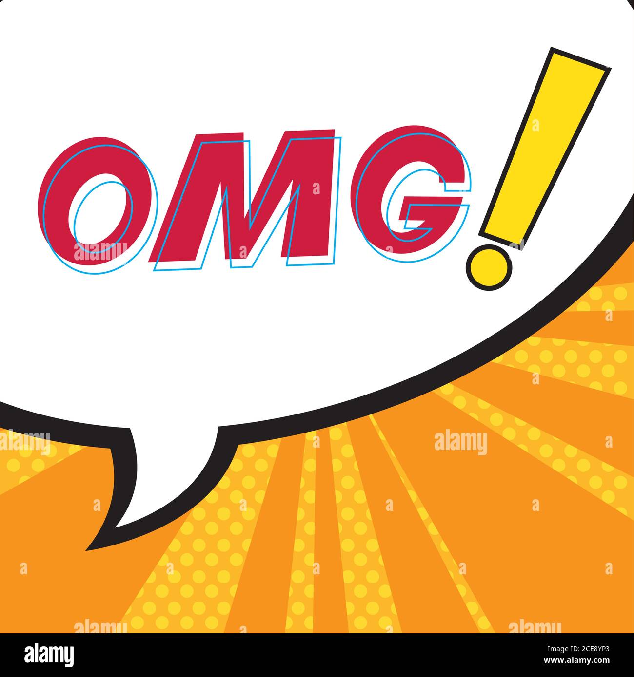 speech bubble with omg label, pop art style vector illustration design ...