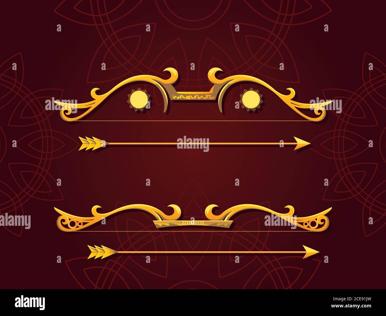 set of golden bows and arrows on brown background vector illustration ...