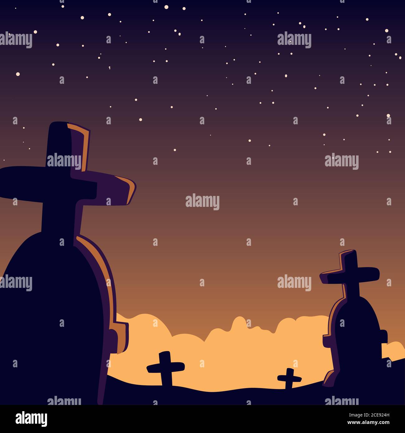 halloween background with scary cemetery vector illustration design ...