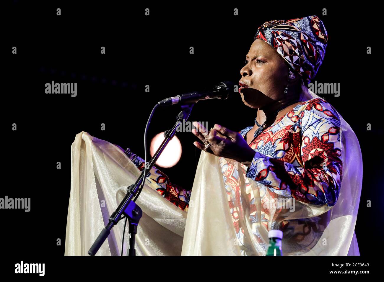 'Jazz a Juan' Jazz Festival in Juan-les-Pins (south-eastern France), on July 20, 2018: concert 'Queen of Sheba' by Ibrahim Maalouf and Angelique Kidjo Stock Photo