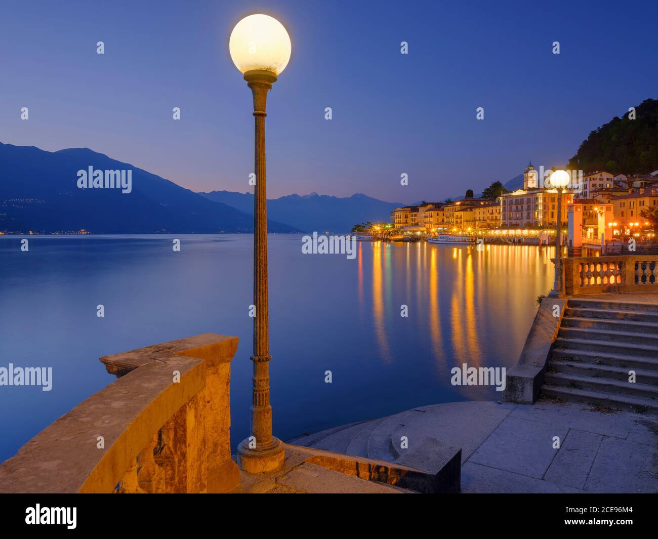 Dusk at Bellagio on Lake Como. Stock Photo