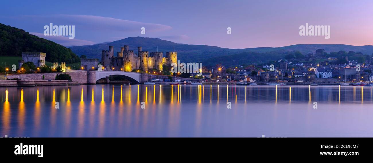 Conwy Castle at dusk. Stock Photo