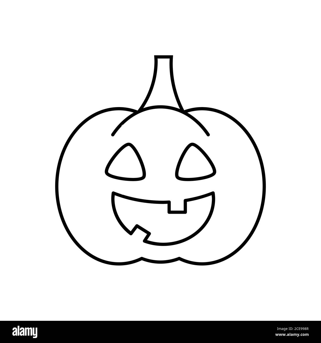 Halloween pumpkin line icon. Jack O lantern. Happy halloween concept. Smiling cute pumpkin. Simple linear symbol. Isolated pumpkin icon.Vector outline Stock Vector