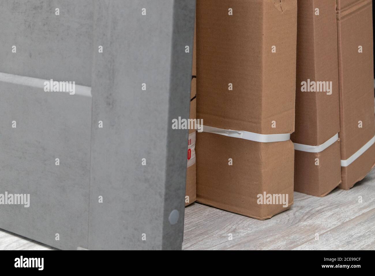 Stack of ?ardboard moving boxes. Stock Photo