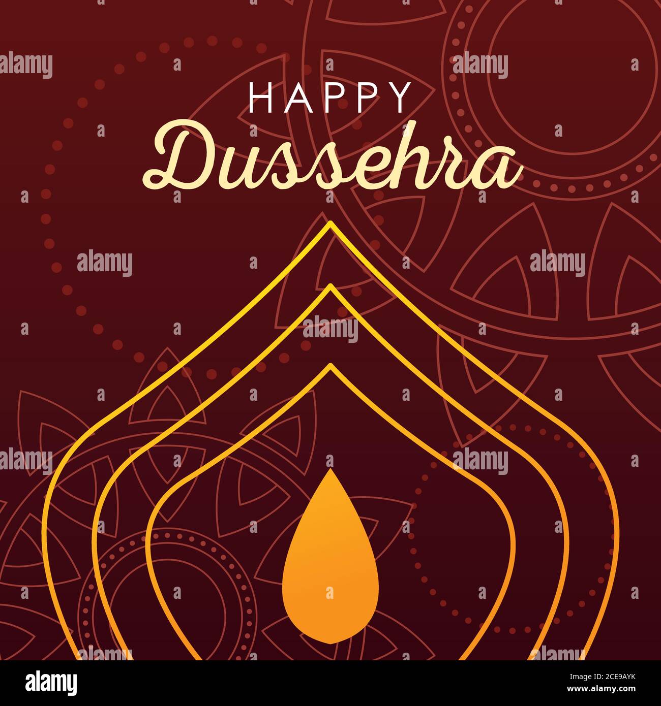 card greeting happy Dussehra with gold lettering and decoration vector