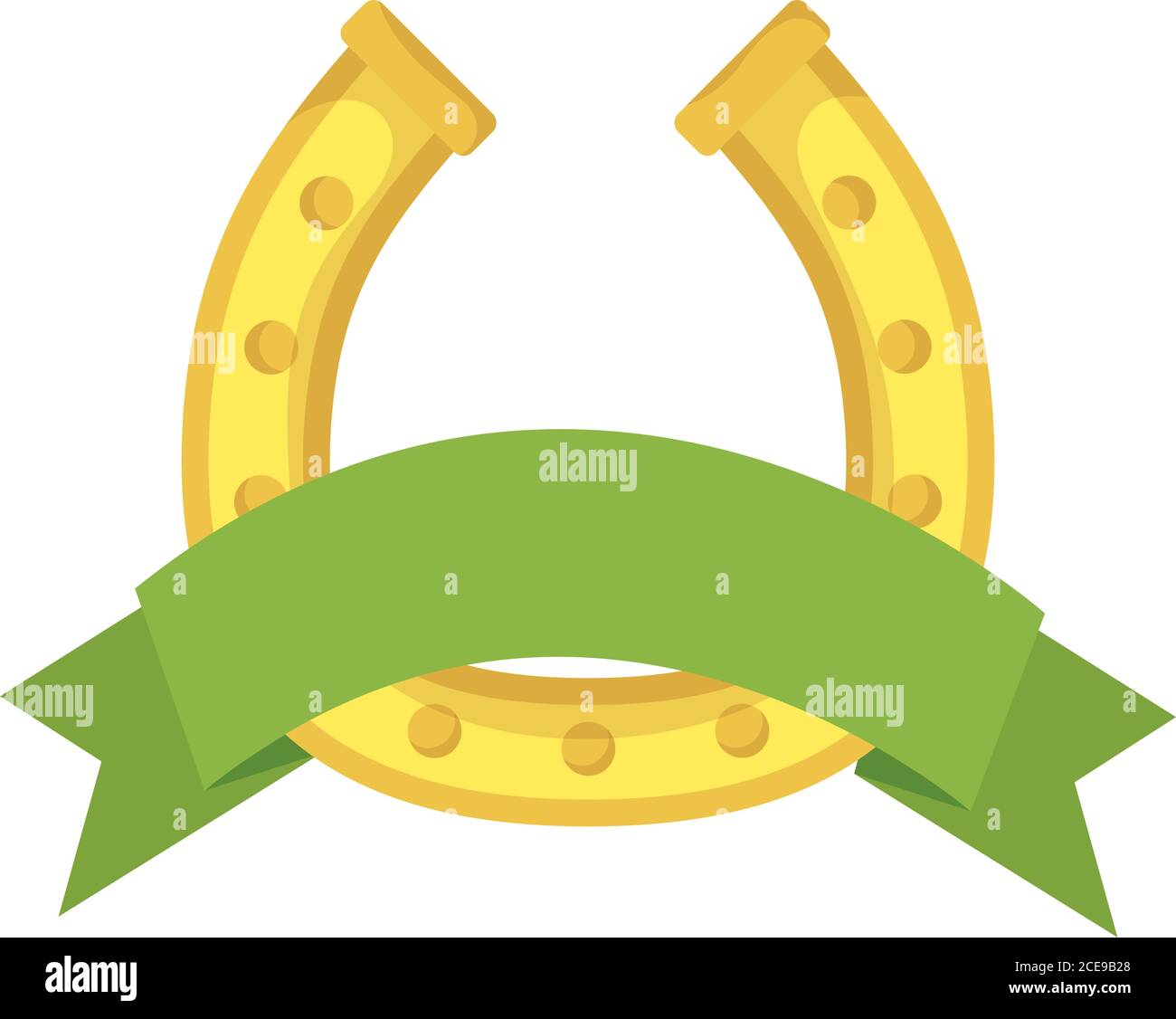 saint patrick horseshoe accessory luck and ribbon vector illustration design Stock Vector