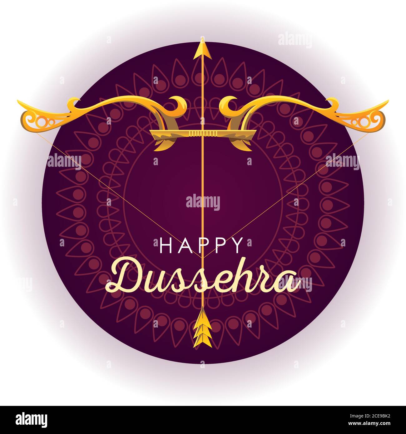 traditional bow and arrow for festival happy Dussehra on purple ...
