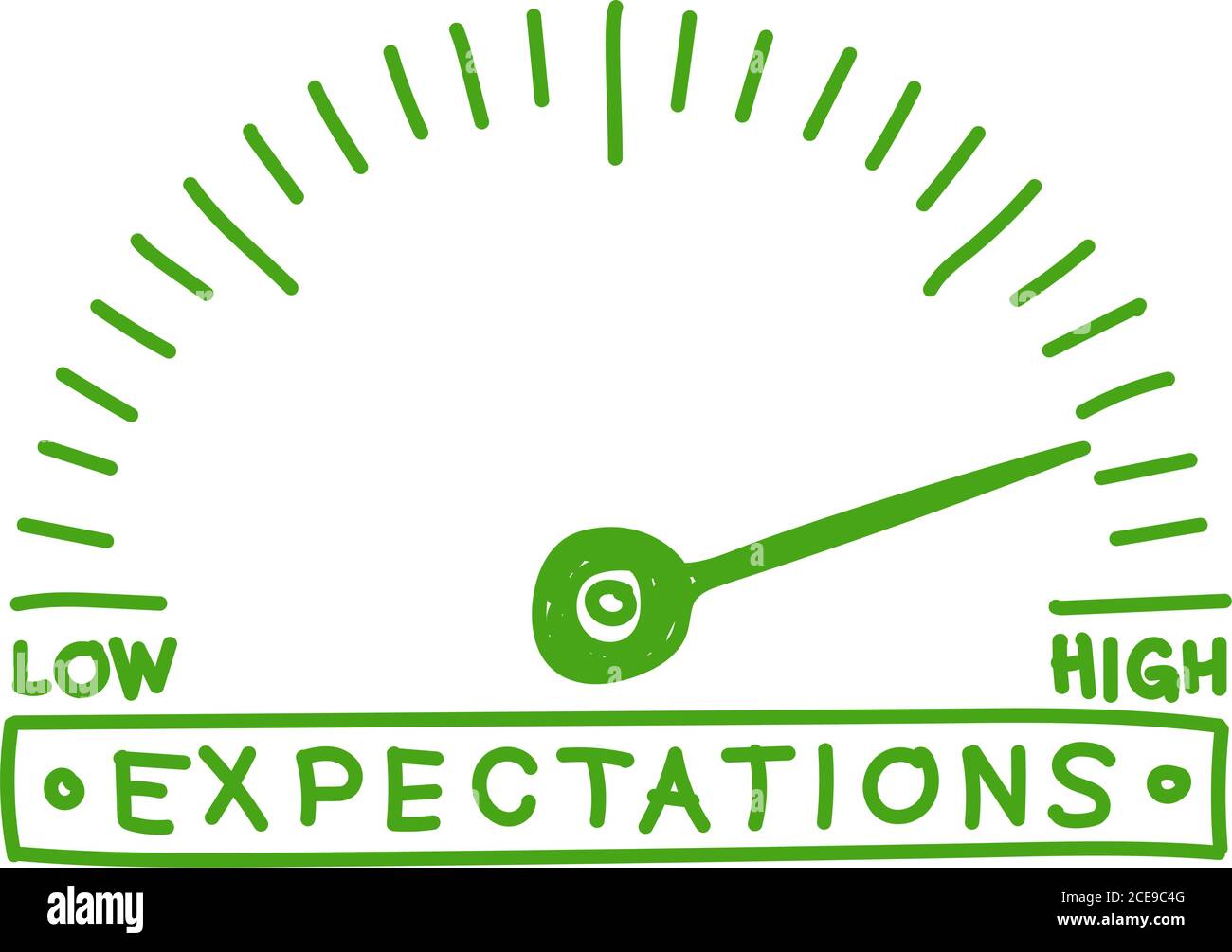 hope meter - high expectations  monitoring  scale -  hand drawn illustration Stock Vector