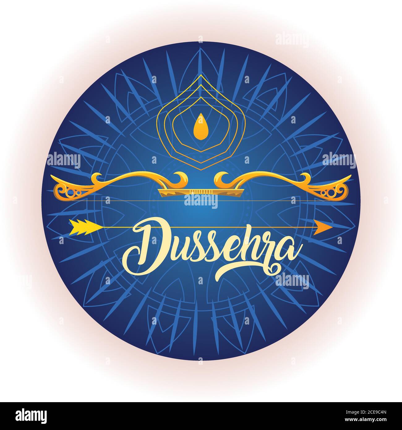 traditional bow and arrow for festival happy Dussehra on blue background vector illustration design Stock Vector