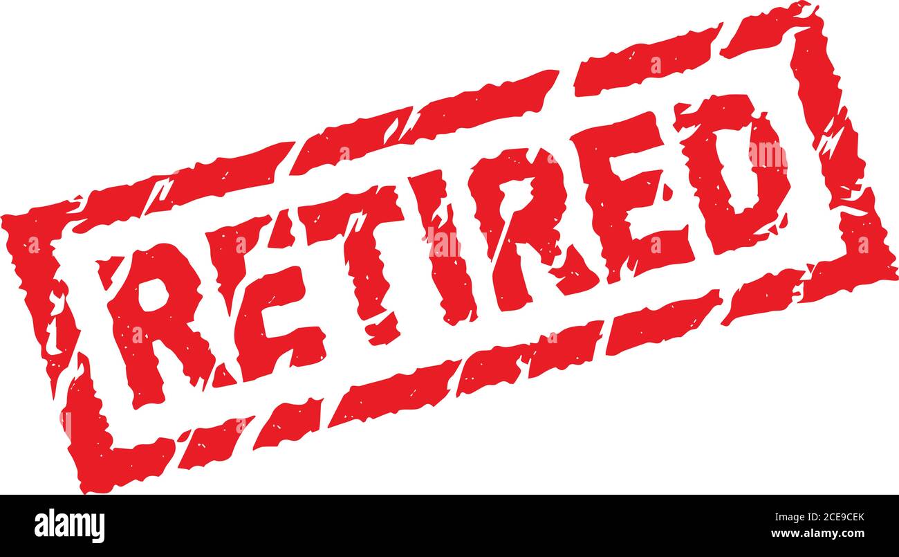officially retired - a stamp of withdrawal from active life Stock Vector